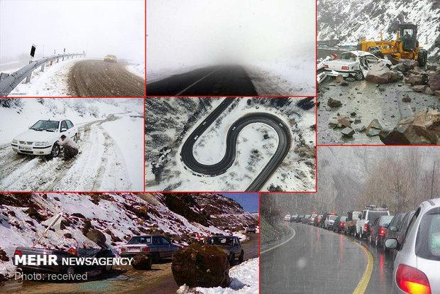 بارش برف و کمبود سوخت در جاده چالوس، بی توجهی مردم به تذکر راهداری