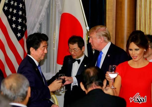 عکس، ترامپ و همسرش در ضیافت شام نخست وزیر ژاپن