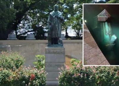 مجسمه کریستف کلمب نیز در آمریکا به زیر کشیده شد