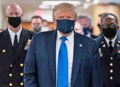 بازدید از یک بیمارستان نظامی ، ترامپ سرانجام ماسک زد