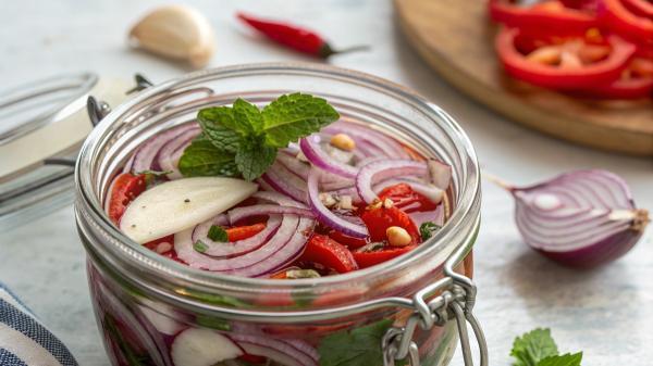 طرز تهیه ترشی پیاز قرمز خوش رنگ و مجلسی طرز تهیه ترشی پیاز قرمز خوش رنگ و مجلسی